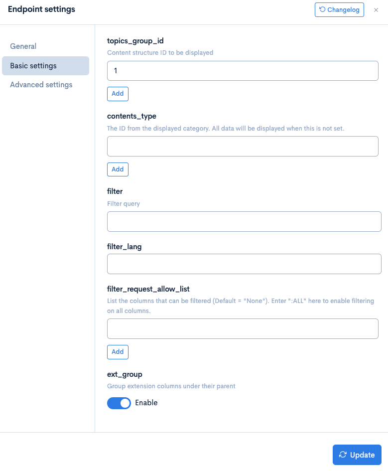 I grouped items in content definition settings, but the JSON returned ...