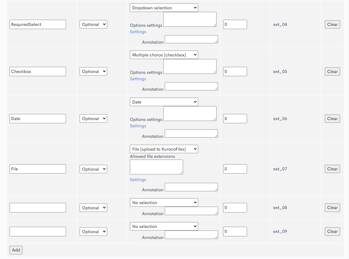 Form field settings | Enterprise Headless CMS Kuroco | Trusted by 6,000 ...